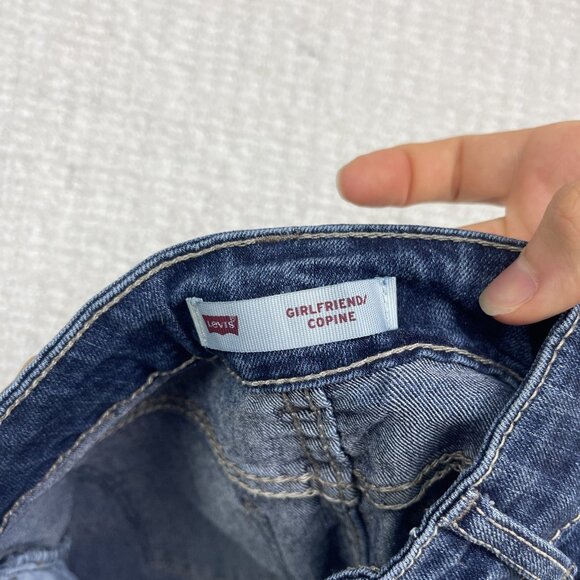 Levis Girlfriend Jeans Adjustable Girl Kids Size 10 Regular Dark Blue - Picture 4 of 9